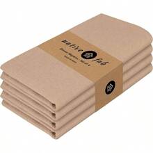 Juego de 4 servilletas de tela algodn, 17x 17 pulgadas, suaves, de fcil cuidado, lavables, para restaurante, hotel, granja, boda, cctel, uso diario, servilletas de cena, color beige - Paquete de 4 + Beige - Ver 1