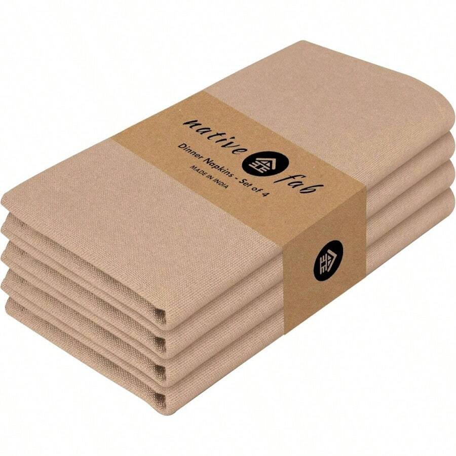 Juego de 4 servilletas de tela algodn, 17x 17 pulgadas, suaves, de fcil cuidado, lavables, para restaurante, hotel, granja, boda, cctel, uso diario, servilletas de cena, color beige - Paquete de 4 + Beige - Ver 1