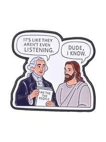 "We The People" Funny Jesus & Founding Father Enamel Pin, Unique Gift Idea, Perfect For Collectors, Durable Design, Eye-Catching Accessory - Multicolor - View 10