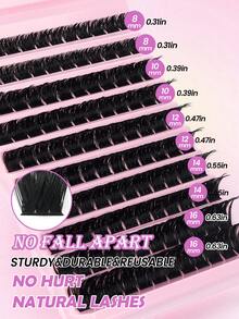 MAANGE 120/140/160/180pcs 200P/160P/120P/100P/80P Dense Thickened Black Dramatic Eyelash Clusters, DIY Lash Extensions, Fluffy Voluminous Individual Eyelash Extensions, Suitable For Daily, Party And Stage, Gift For Girls - DD - View 5