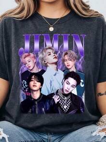 Unisex T-Shirt,Jimin 90s Vintage Bootleg Style Shirt, Jimin  Shirt, Jimin World Tour Graphic Shirt, Gift For  Fan Y714 - 黑色 - 查看 1