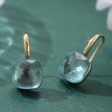 Vintage Square Glass Bead Earrings, Elegant Gift For Women's Party And Banquet - Gold - View 3