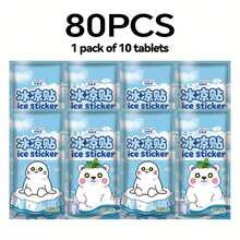 80pcs Portable Mint Cooling Stickers, Refreshing Fruit Flavor Cartoon Ice Compress Patches For Hot Weather - 80 Pieces - View 6