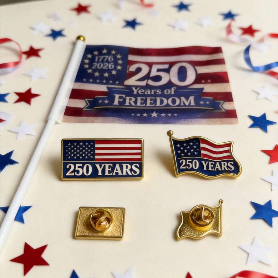 USA 250th Anniversary Flag-Shaped Brooch, 250th Anniversary Commemorative American Flag Memorial Day Decoration - National Flag - View 1