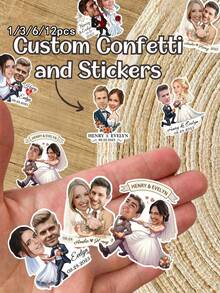 1/3/6/12PCS Customized Portrait Photo Stickers,Personalized Portrait Stickers,Customized Text Stickers,Her Exclusive Stickers,Suitable For Birthday,Wedding,Housewarming,Family Use,Personal Items,Fashionable And Unique,Ideal For Gifting To Friends - Multicolor - View 1