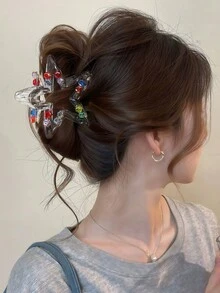 1pc Women Fashionable Sweet Women's Five-Pointed Star Claw. Comes With Claw Clip. The Color Of The Rhinestones Is Random. Summer Hair Accessories Vacay Hair Clips - Multicolor - View 5