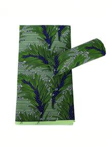 African Wax Print Fabric, Lime Green Navy Botanical Leaf Ankara Cloth, Smooth Breathable Textile For Dress, Skirt, Headwrap, Sewing, Quilting, Patchwork, Crafts, Party Decor, DIY Fashion - 1 - View 6