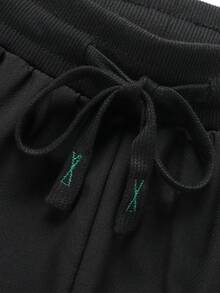 1 pieza Pantalones largos de invierno para mujer, pantalones deportivos casuales con forro térmico y engrosados, pantalones de chándal de moda con cintura elástica y pierna recta, color negro - Negro - Ver 5