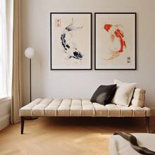2pcs/Set Unframed Canvas Wall Arts Posters,Japandi Wabi Sabi Koi Fish Abstract Canvas Prints Poster,Japanese Minimalism Zen Art Prints,For Living Room,Bedroom Decor,Ideal Wall Art Home Decor Poster - A - View 6