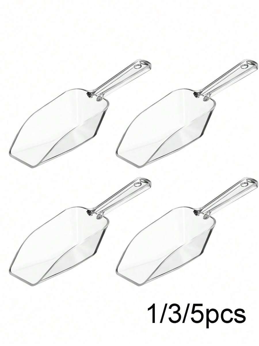 1/2/3pcs Transparent Plastic Ice Scoop, Multi-Function Refrigerator Ice Tray Scoop, Multi-Purpose Kitchen Scoop, Ice Scoop Bath Scoop, Food Candy Sugar Scoop, Frosted Transparent Ice Scoop, Milk Tea Shop Kitchen Grain Ice Scoop