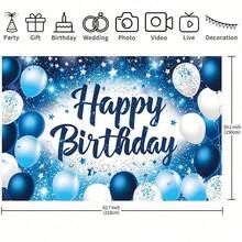 1 Piece Of Blue Happy Birthday Background Cloth. Suitable For Birthday Party Decoration, Cake Table Background Decoration, All Props, Perfect Birthday Party Decoration Supplies. - Multicolor - View 4