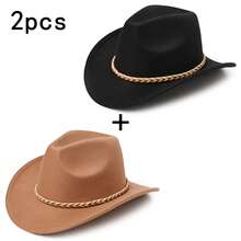 2PCS Sombrero de Mezclilla Estilo Americano Decorativo Tejido con Cuerda de Dos Colores Simple y Elegante Adecuado para Hombres y Mujeres, Adecuado para Baile Rural, Sombreros Diarios - sombrero de vaquero - Ver 11