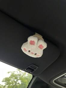 1pc Shy Bear & Rabbit Car Fashion Glasses Clip, Creative Multifunctional Car Sun Visor Storage Clip Glasses Holder, Cartoon Plush Accessory Blush Bear & Rabbit Car Fashion Glasses Clip, Magnetic Fashion Glasses Storage Multifunctional Car Interior Fashion Glasses Clip, Leather Car Interior Sun Visor Storage Clip Fashion Glasses Holder Interior Accessory - A - View 6