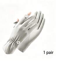 1pc Multicolor Ice Silk UV Protection Gloves (Women's), Elastic Breathable Non-Slip Thin Long Outdoor Sun Protection Gloves, Suitable For All Seasons - A - View 11