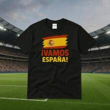 Unisex Vamos España Spanish Soccer Fan Casual Top For Men Women - Black - View 1