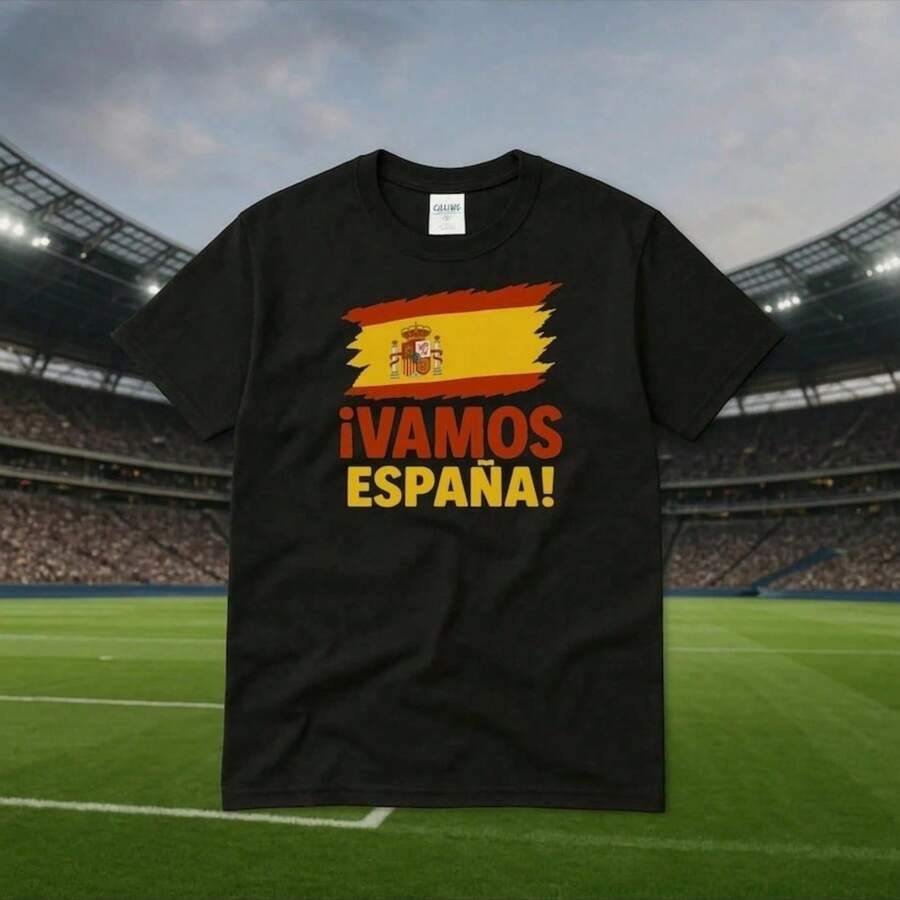 Unisex Vamos España Spanish Soccer Fan Casual Top For Men Women - Black - View 1