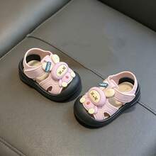 Cute Rhinestone Bow Open Toe Girls Sandals, Breathable Beach Holiday Shoes - Pink - View 9