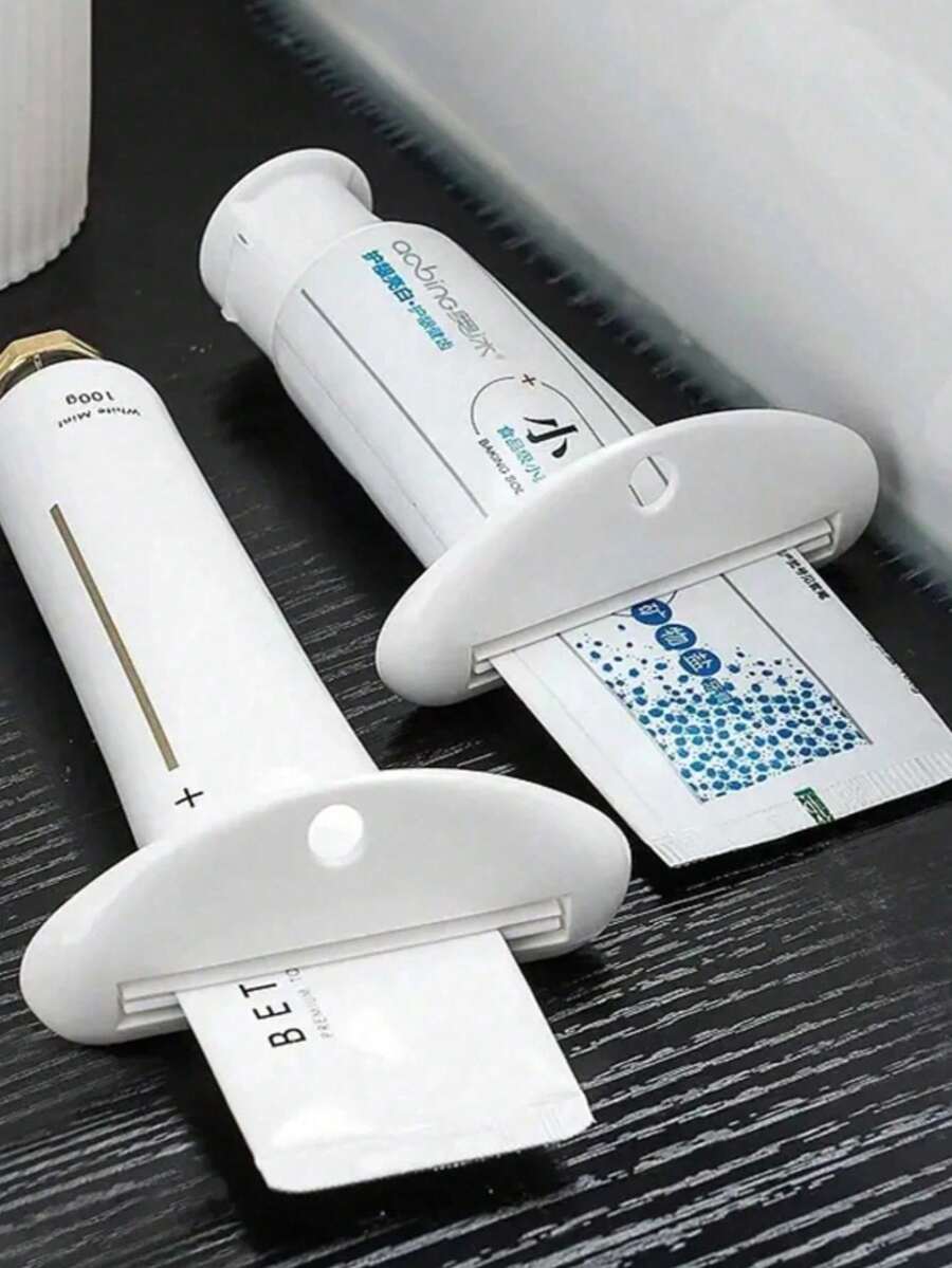2件裝手動塑膠牙膏擠壓器，垂直式浴室分裝器，適用於牙膏、洗面乳、護手霜，無需用電，居家浴室裝飾，秋季裝飾，開學季