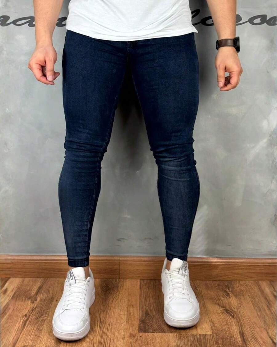 Premium Basic Skinny Jeans 016 2% Elastane - Dark Wash - View 1