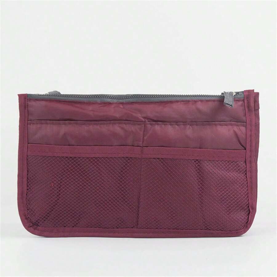 Multifunctional Foldable Storage Bag With Double Zipper, Large Capacity For Organizing Makeup And Toiletries, Large Sorting Bag - Apricot - View 1
