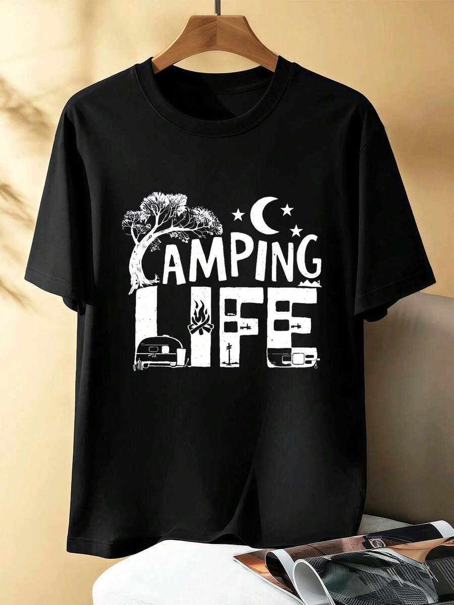 Men Plus Size T-Shirts - Black - View 1