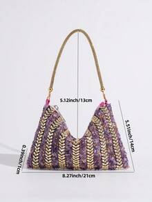 New Evening Bag With Rhinestone Decor, Elegant Handbag For Banquet, Portable Zipper Pouch For Party And Gathering, European And American Style Exquisite Clutch, Formal Dress Bag, Fashionable Evening Purse - Purple - View 11