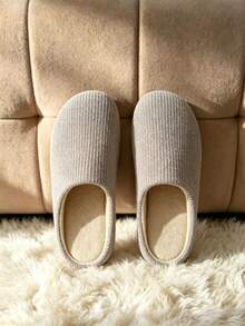 1 Pair Comfortable Plush Bow Decor Home Slippers - Grey - View 4