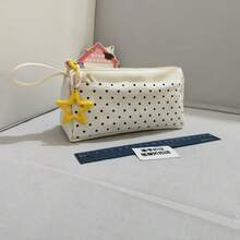 1pc Minimalist Plaid Polka Dot Star Pencil Case, Large Capacity Niche Stationery Pencil Box For Elementary, Middle And High School Students, High Aesthetic Value Stationery Storage - A - View 15