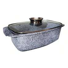 Marble Coated Roasting Pan With Glass Lid 6.5L | Non-Stick Aluminum Casserole Dish | Induction Oven Compatible | 40 X 25 Cm - View 4