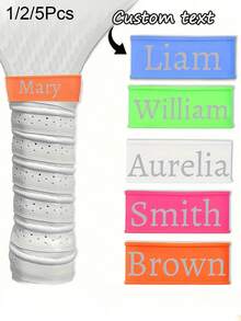 1/2/5pcs Personalized Racket Grip Tape - Customized Name/Text, Rubber Racket Handle - Perfect Gift For Tennis, Badminton, Fishing Rod - Universal Anti-Slip Replacement Grip Wrap, Enhances Feel And Shock Absorption, Suitable For Tennis, Table Tennis Athletes - Multicolor - View 1