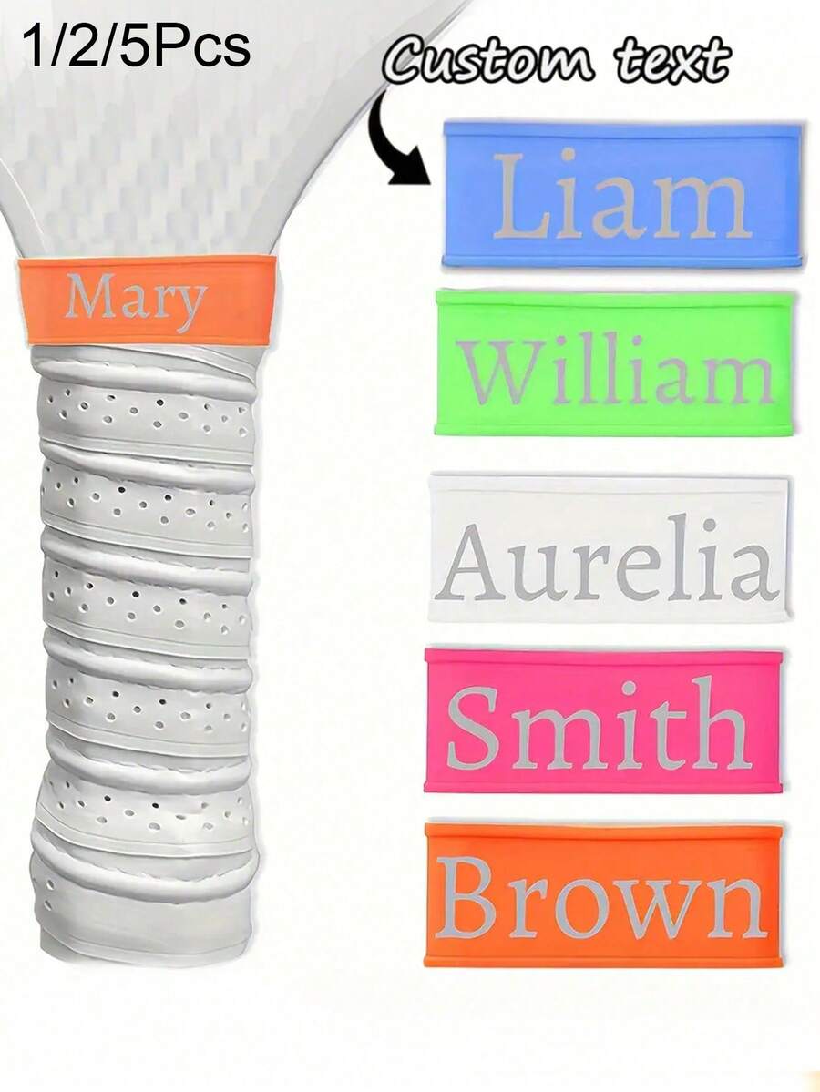 1/2/5pcs Personalized Racket Grip Tape - Customized Name/Text, Rubber Racket Handle - Perfect Gift For Tennis, Badminton, Fishing Rod - Universal Anti-Slip Replacement Grip Wrap, Enhances Feel And Shock Absorption, Suitable For Tennis, Table Tennis Athletes - Multicolor - View 1