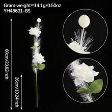Artificial Rose Flower Stems Festive Faux Reed Floral Branches Vase Decoration For DIY Craft Wreath Home Holiday Decor - Purple - View 7