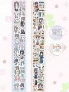 Y2K Style Cute Girl Sticker Roll | Suitable For Scrapbooking, DIY Crafts, Planner Decoration (25cm Continuous Roll, Total Length 210cm) - Multicolor - View 15