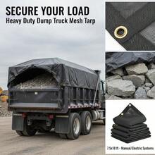 [Free Shipping] Cargo Netting 7.5x18 Ft For Flatbed Trailer Dump Truck Grain Truck PVC Coated Mesh Heavy Duty Fabric 5.5" Double Pocket Brass Grommets Reinforced Double Needle Stitch Webbing Fits Manual Automatic Systems-XY22003 - Default0 - View 1