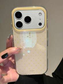 可愛粉色波點圖案亮面果凍手機殼，適用於 iPhone 18 Pro Max 17 Pro Max 16 Pro Max 17 16 15 14 13 12 Pro Max 11，可愛防震軟背蓋 - 黃色 - 查看 2