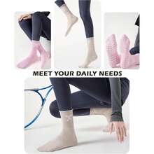 Women's Mid-Calf Yoga Socks With Embroidered Bow - Multicolor - View 5
