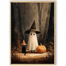 Fantasmas de Halloween Arte de pared Academia oscura Decoracin de pared Pster de fantasmas en bosque mgico para Halloween Sala gtica Imgenes de arte gtico clsico, lona impreso para colgar en el - Marrón + 16L"x24W" posters - Ver 1