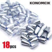 KONOMEIK 18入高密度碳鋼釣錘，適用於德州釣組、卡羅來納釣組及海水釣專用釣錘，高級路亞配件，適用於鱸魚各種釣組 - 銀色 - 查看 1