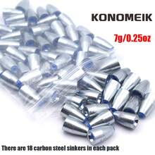 KONOMEIK 18入高密度碳鋼釣錘，適用於德州釣組、卡羅來納釣組及海水釣專用釣錘，高級路亞配件，適用於鱸魚各種釣組 - 銀色 - 查看 11