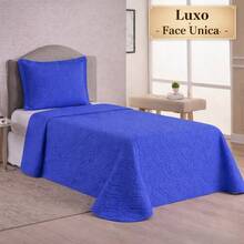 Luxury Single Bedspread, One-Sided, 2 Pieces, Ultrasonic Quilting, 11 Colors Available - Blue - View 2