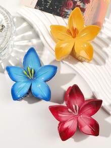 3 pièces Pince à cheveux fleur dégradé rouge bleu jaune orange vert pour chignon arrière demi-attache haute couronne pince queue de cheval style coréen doux énergique fille frais doux mignon accessoire cheveux voyage vacances rendez-vous shopping thé de l'après-midi - Multicolore - Voir 4