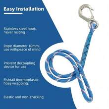 Universal Swing Hanging Strap, Blue Braided Nylon Rope Carabiner, Easy Install Extension For Hammock, Yoga, Tree And Ceiling Mounts - Blue - View 4