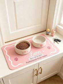 1PC Personalized Name And Photo Pet Mat, Custom Pet Food Mat, Minimalist Design Placemat, Anti-Slip Feeding Mat For Cats, Ideal For Pet Owners, Perfect Gift For Pet Lovers, - Multicolor - View 4