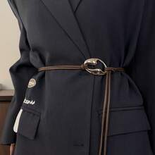 1 Elegant Dress Belt, Thin PU Belt With Gold Buckle - A - View 8