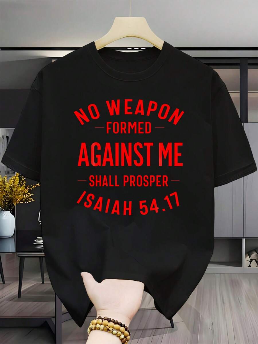 % algodón Nadie puede resistirse aí, seguramente prosperaré 54 17 Camiseta casual de manga corta y cuello redondo para hombre Fácil de cuidar Top multifuncional Camiseta con esta - Negro - Ver 1