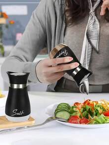 1set Salt And Pepper Shaker Set, Reusable Glass Bottom Salt And Pepper Shakers With Stainless Steel Lids, Easy To Clean, Suitable For Kitchen Cooking Table, RV, Camping, BBQ. Seasoning Bottles. Salt And Pepper Bottles, Essential Home Kitchen Tools, BBQ Accessories, Random Color - Multicolor - View 9