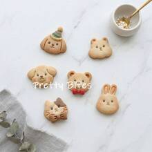 Cetakan Kue Bentuk Hewan 3D Kartun Hamster Anjing Beruang Kucing Kelinci Cetakan Biskuit Tekan Stempel Kue Peralatan Dapur Memanggang Kue Pastry - Putih - View 5