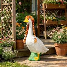 Porch Goose Wigs Accessories Cute Braid Curly Hair With Clip For 23 Inch Lawn Goose Statue Clothes Decoration - Multicolor - View 4