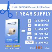 Pimple Patches For Face (1250 Count), Cut-To-Size Hydrocolloid Roll Tape - Pimple Patch Pimple Stickers - Absorb Gunk &Amp; Fast Healing - Acne Pimple Patches For Face - Zit Patches - For All Size Acne - 白色 - 查看 2