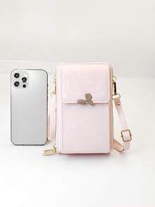 New Crossbody Bag, Multi-Functional Large Capacity Double Zipper Phone Wallet, Fashionable Minimalist And Exquisite Soft Design, Suitable For Casual Vacation And Dating - Baby Pink - View 6